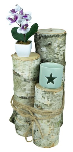 3er set holzstamm aus - set,