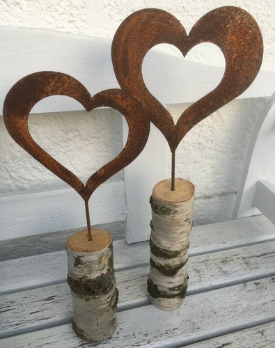 Rostherz auf birkenstamm - birkenstamm,, 2er